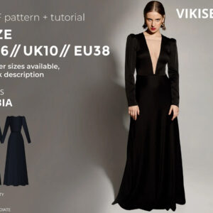 Fabia dress sewing pattern with tutorial size US 6 UK 10 EU 38
