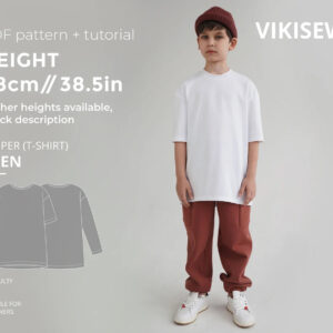 Glen (boys) t-shirt sewing pattern with tutorial height 38.5 in 98 cm